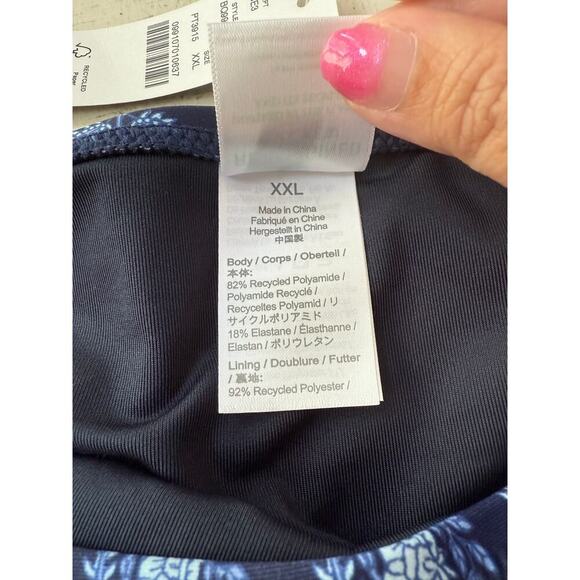 J.Crew Navy Bouquet Block Print String Bikini Bottom With Side Ties Size XXL - Picture 6 of 7